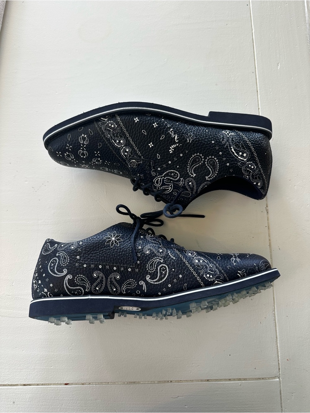 G/FORE Womens Paisley Golf Shoes Navy Soft Spike Leather Size 8.5